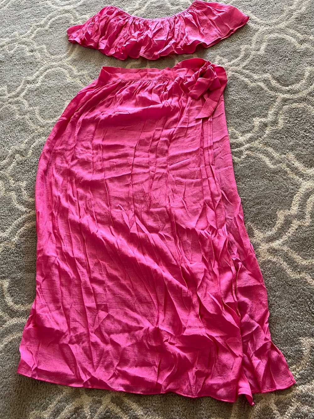 HYFVE Vibrant Pink Maxi Skirt with Wrap Tie